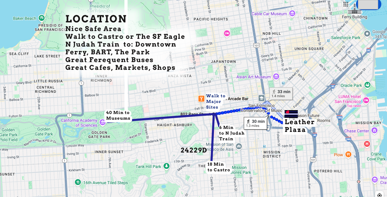 map of condo location with walking times 